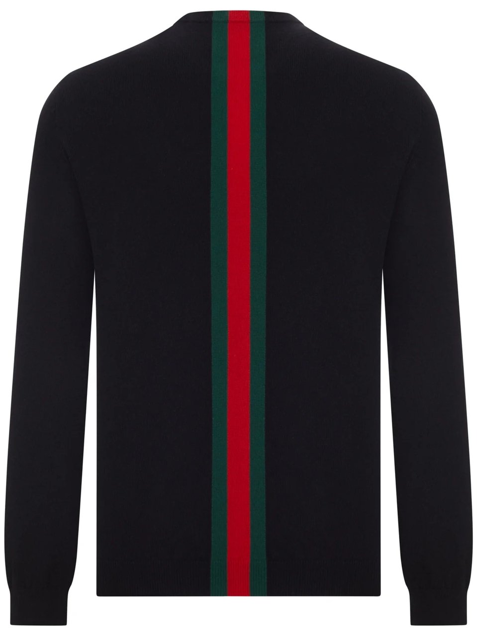Gucci Crewneck Cashmere Sweater with Bold Vertical Stripe Zwart