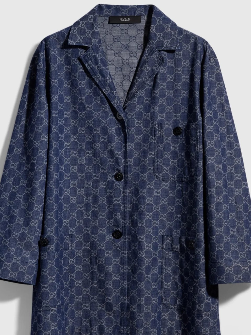 Gucci Light Denim Jacket with Subtle Monogram Pattern Grijs