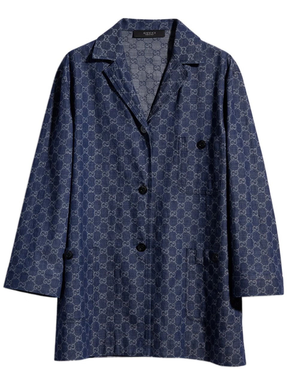 Gucci Light Denim Jacket with Subtle Monogram Pattern Grijs