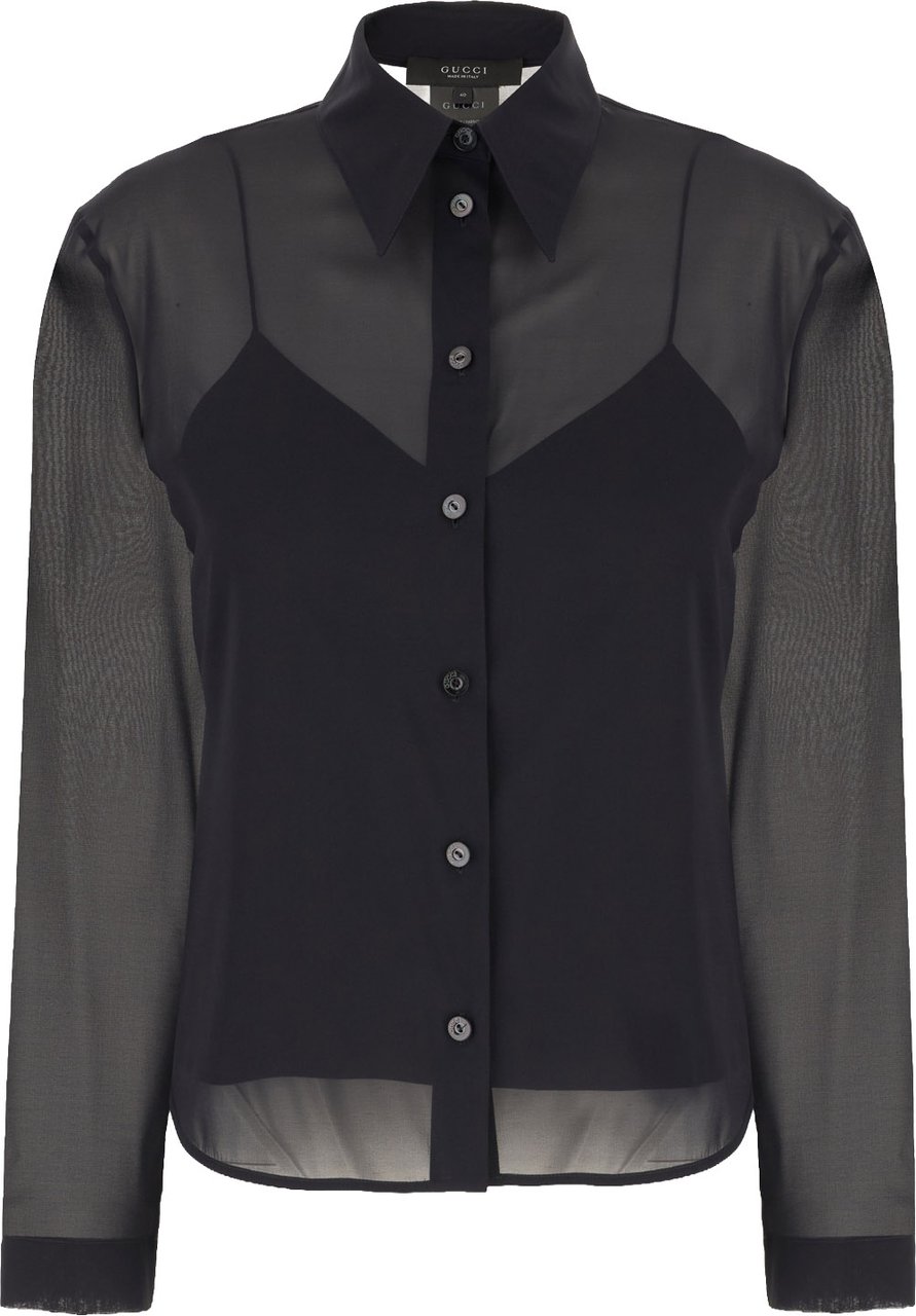 Gucci Black chiffon shirt Zwart