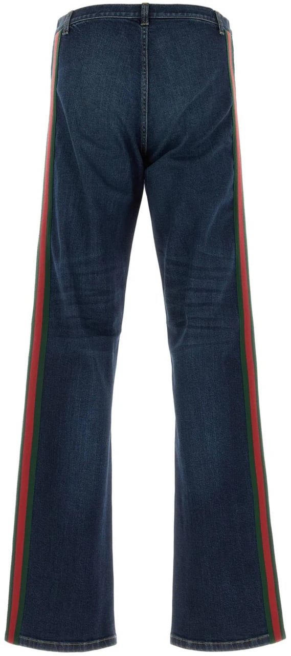 Gucci Blue Pant Flared Denim Trousers Blauw