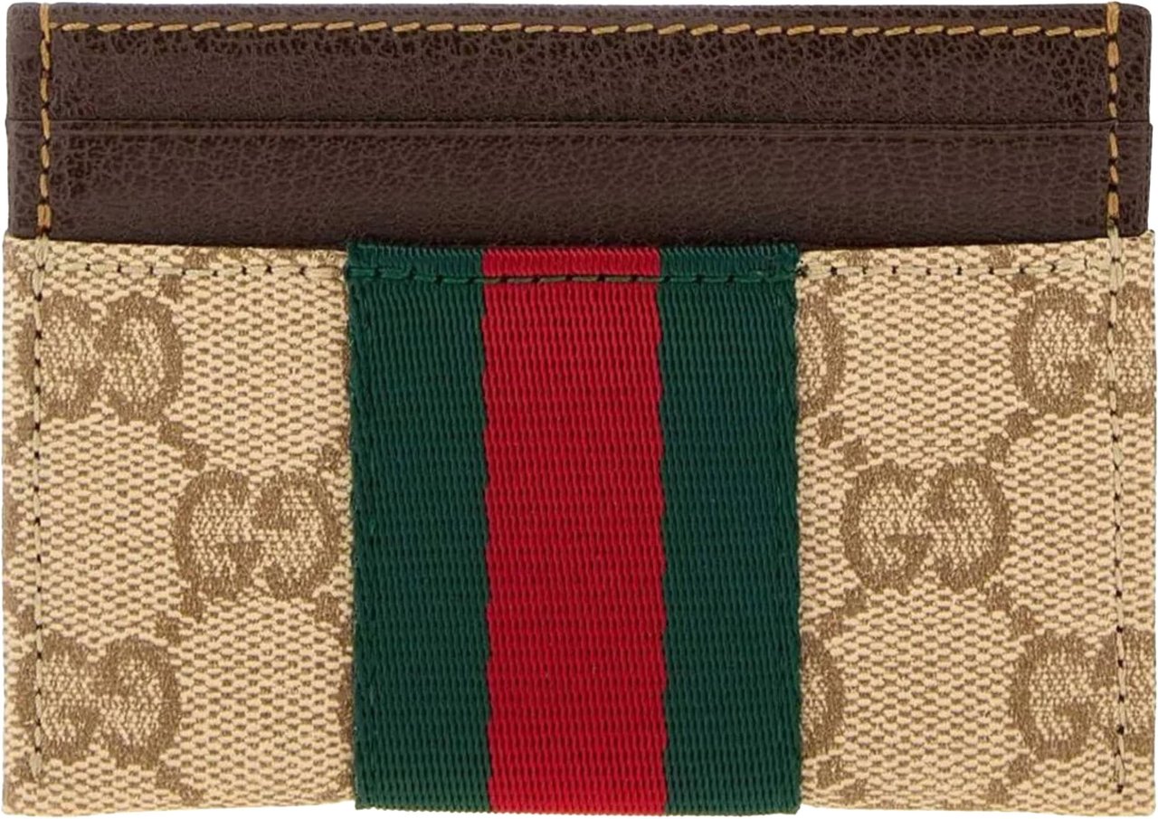 Gucci Beige Card Case Monogram Cardholder Bruin