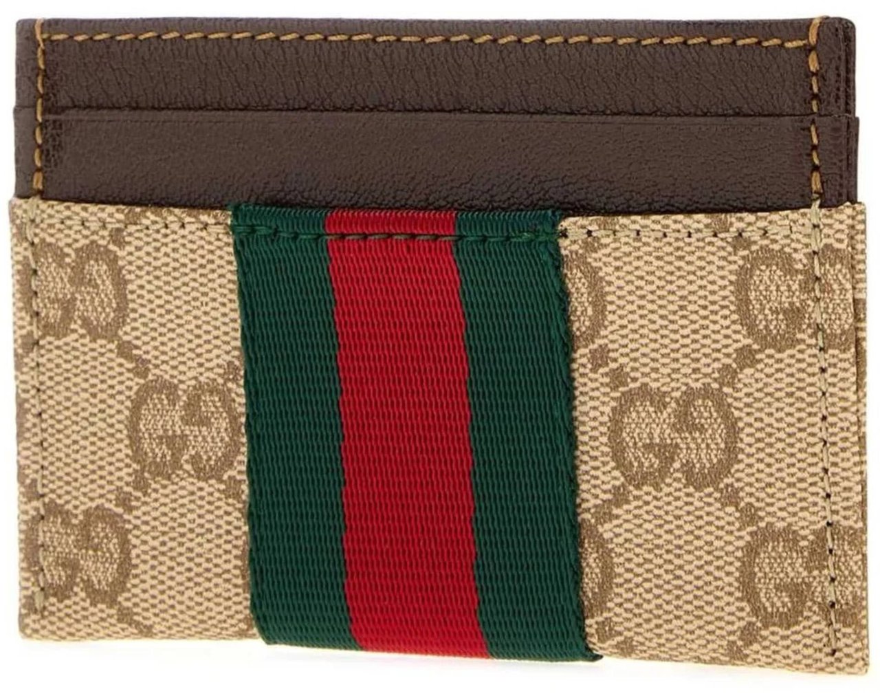 Gucci Beige Card Case Monogram Cardholder Bruin