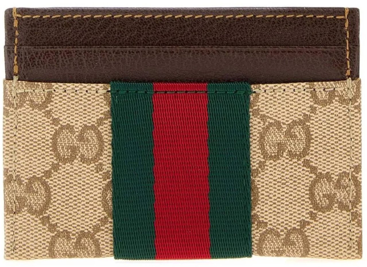 Gucci Beige Card Case Monogram Cardholder Bruin
