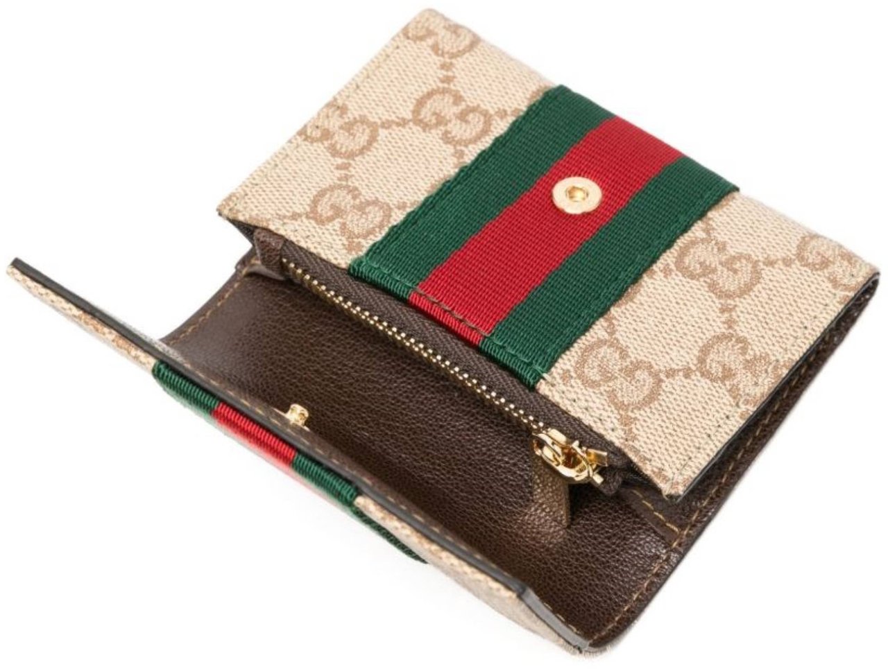 Gucci Beige Card Case Canvas Cardholder Neutraal