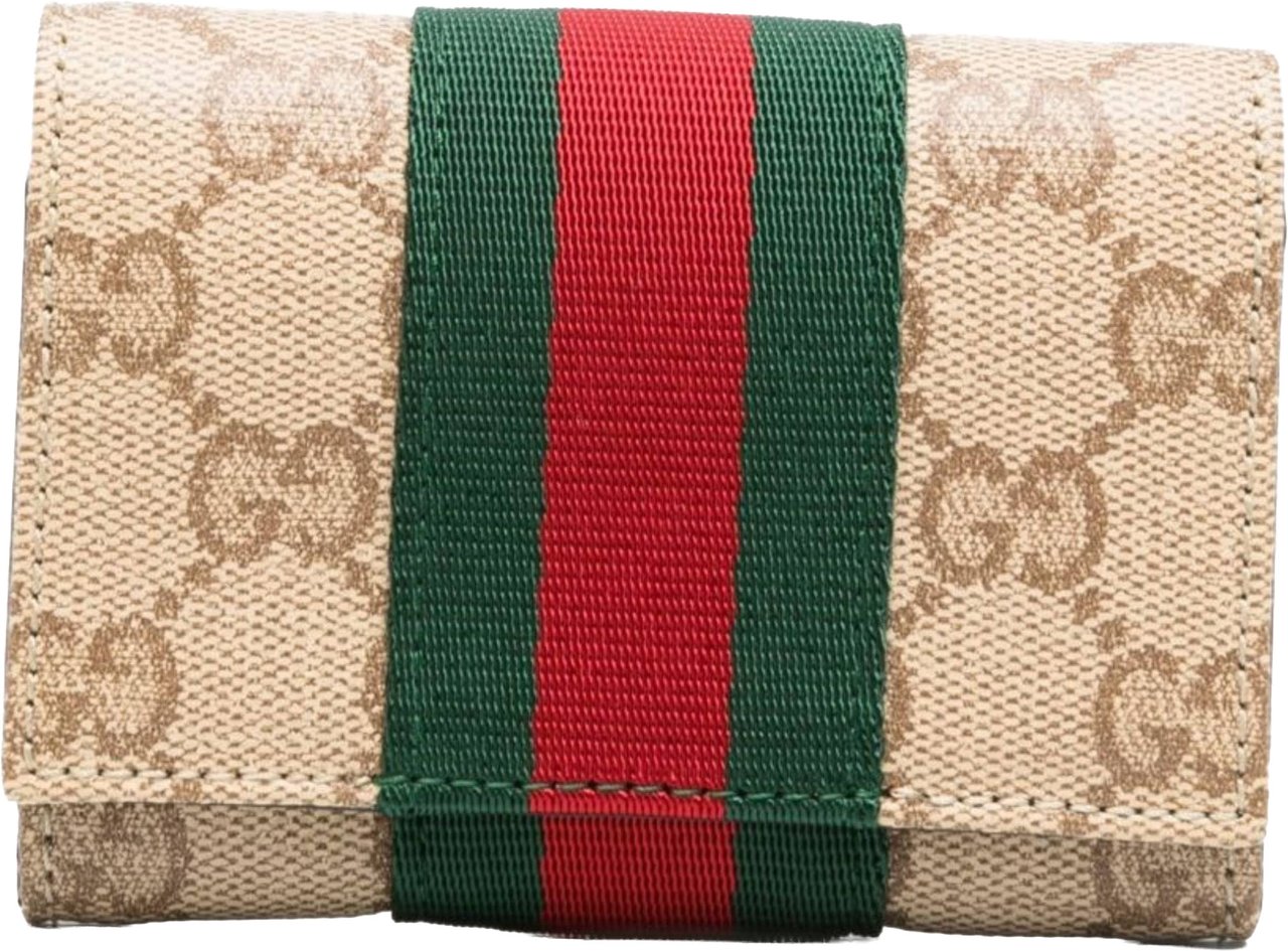 Gucci Beige Card Case Canvas Cardholder Neutraal