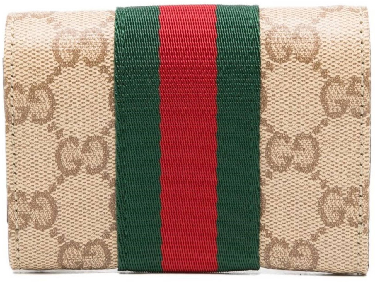 Gucci Beige Card Case Canvas Cardholder Neutraal