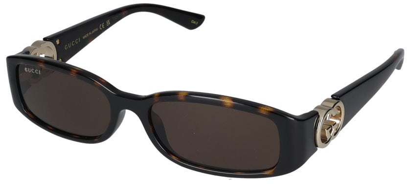 Gucci Havana GG1661S Rectangular Tortoiseshell Sunglasses Grijs