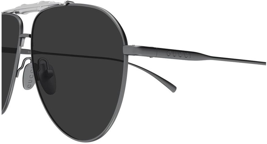 Gucci Pilot Sunglasses With Bamboo Detail And Gunmetal Frame Zwart