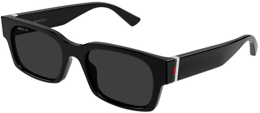 Gucci Wide Rectangular Black Acetate Gucci Sunglasses GG2084S Linea Sign Zwart