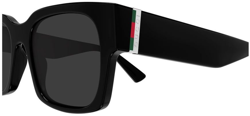 Gucci Wide Rectangular Black Acetate Gucci Sunglasses GG2084S Linea Sign Zwart