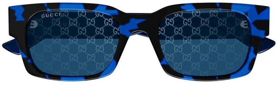 Gucci Rectangular Bold Patterned Sunglasses with Havana Design GG2084S Linea Sign Zwart
