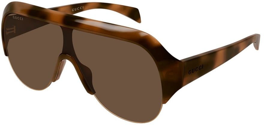 Gucci Oversized Pilot Mask Sunglasses With Sculpted Temples Bruin