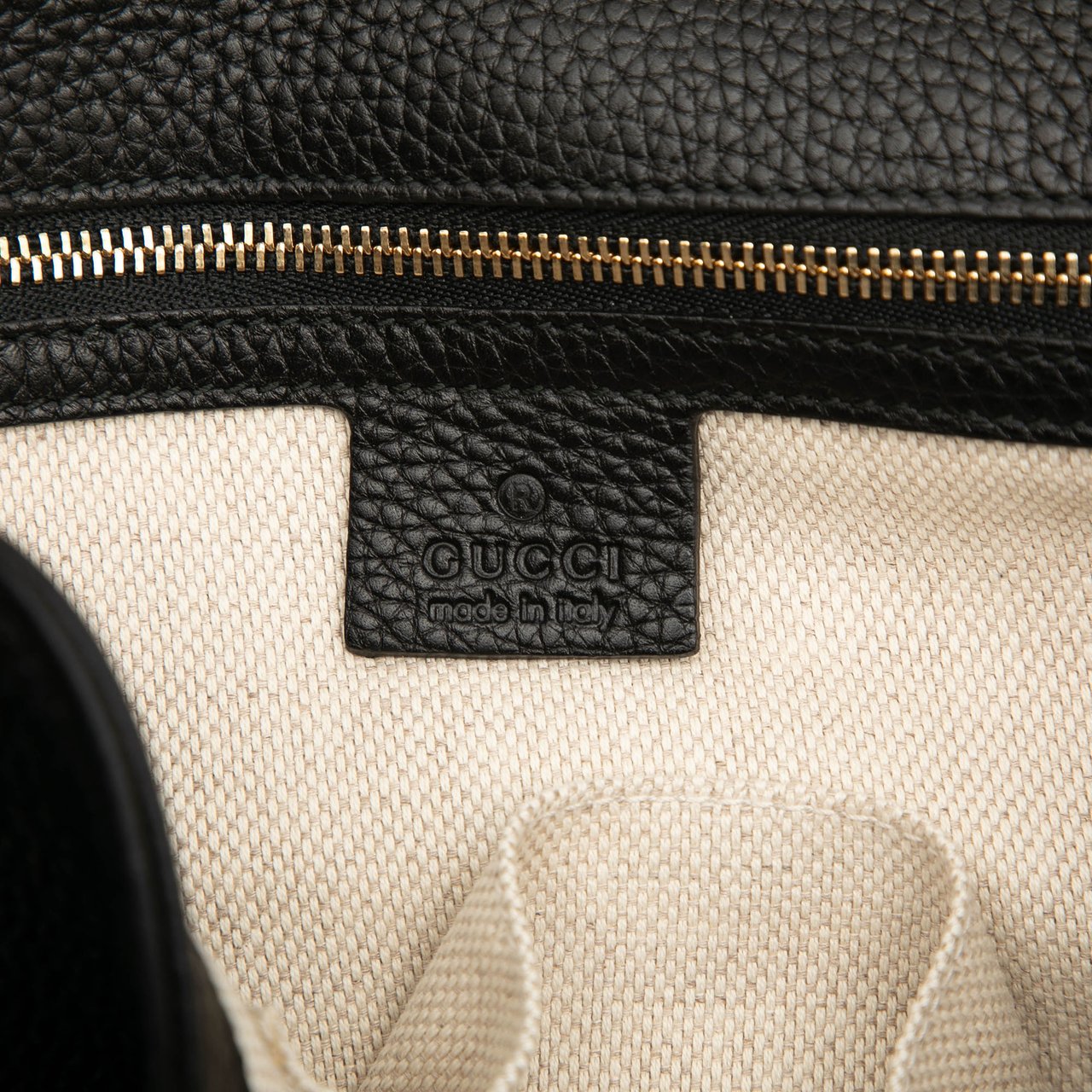 Gucci Leather Soho Disco Clutch Zwart