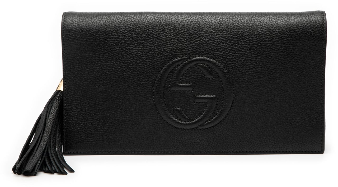 Gucci Leather Soho Disco Clutch Zwart