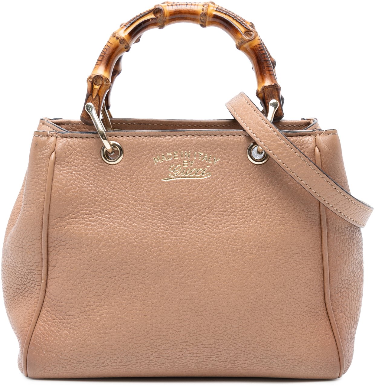 Gucci Mini Calfskin Bamboo Shopper Satchel Roze