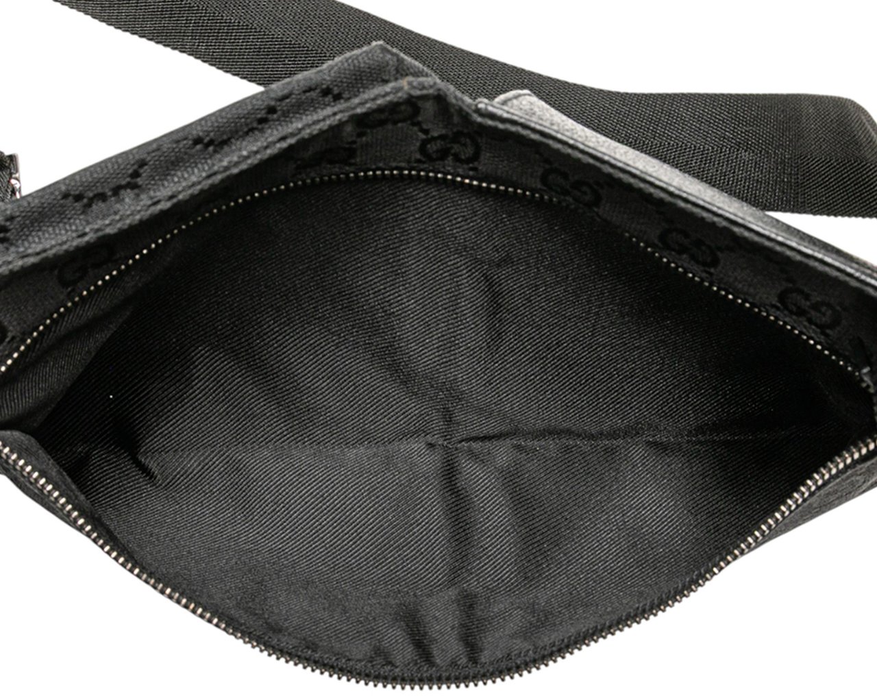 Gucci GG Canvas Double Pocket Belt Bag Zwart