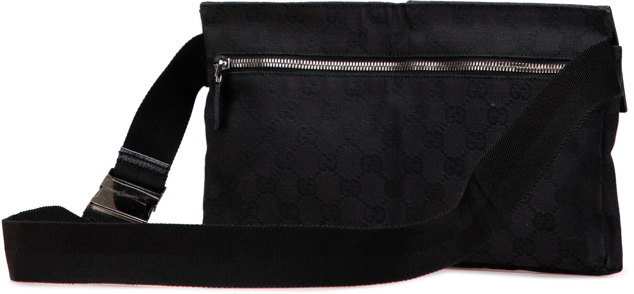 Gucci GG Canvas Double Pocket Belt Bag Zwart