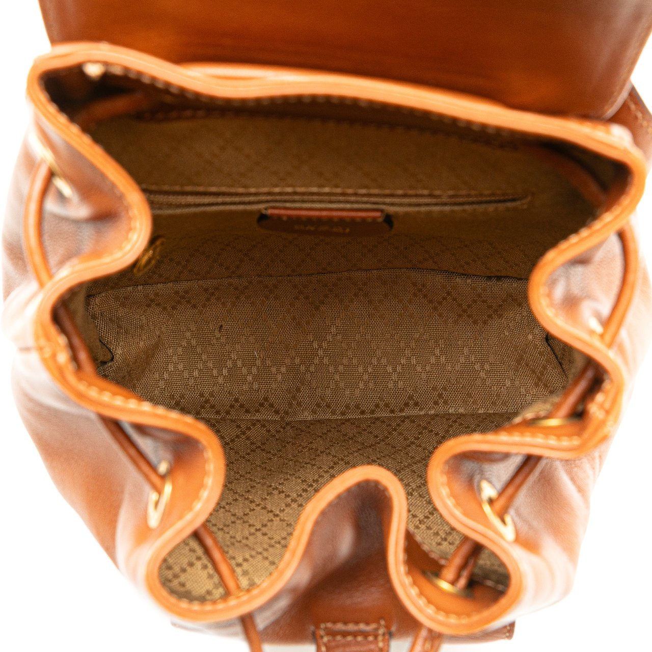 Gucci Leather Bamboo Drawstring Backpack Bruin