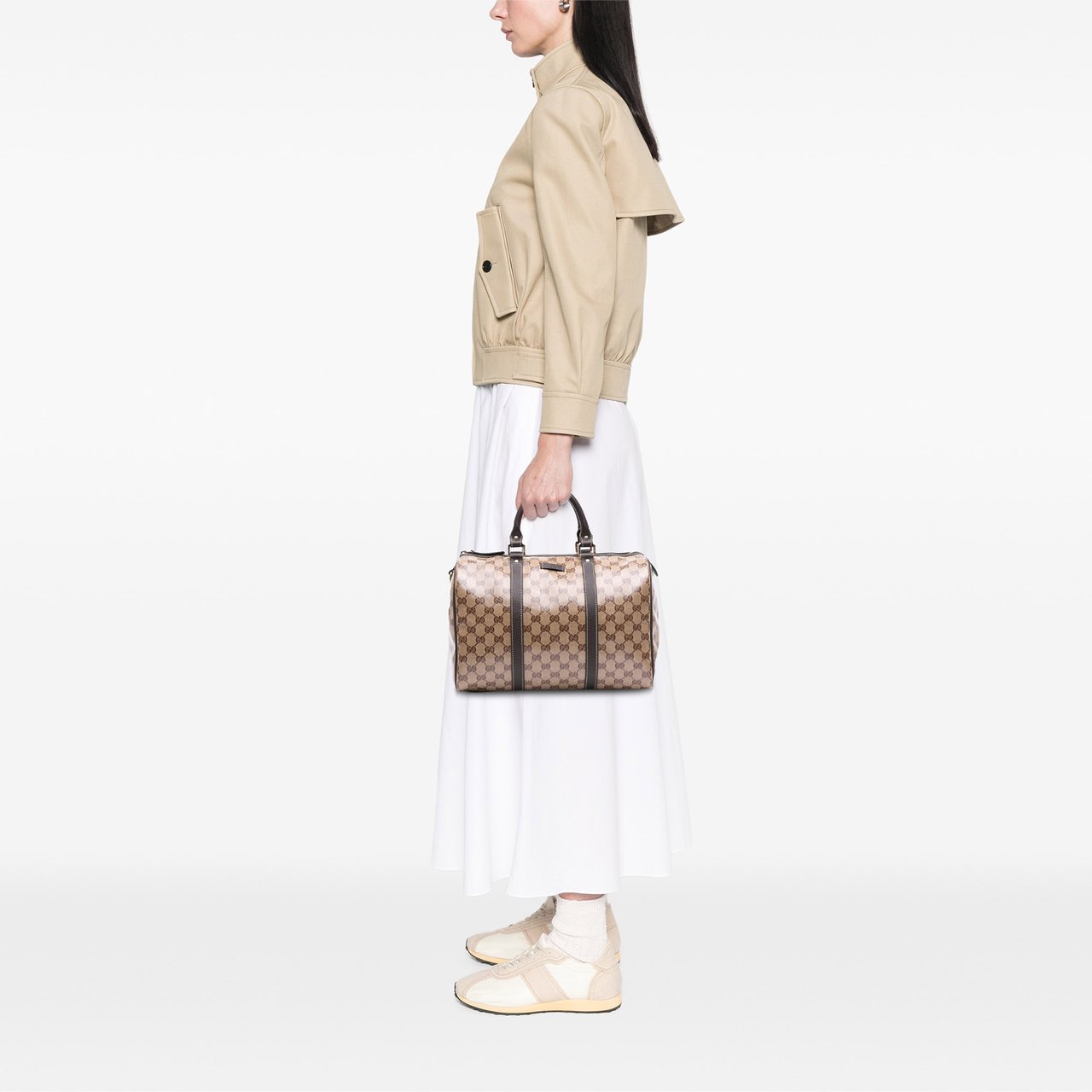 Gucci Medium GG Crystal Joy Boston Bag Bruin