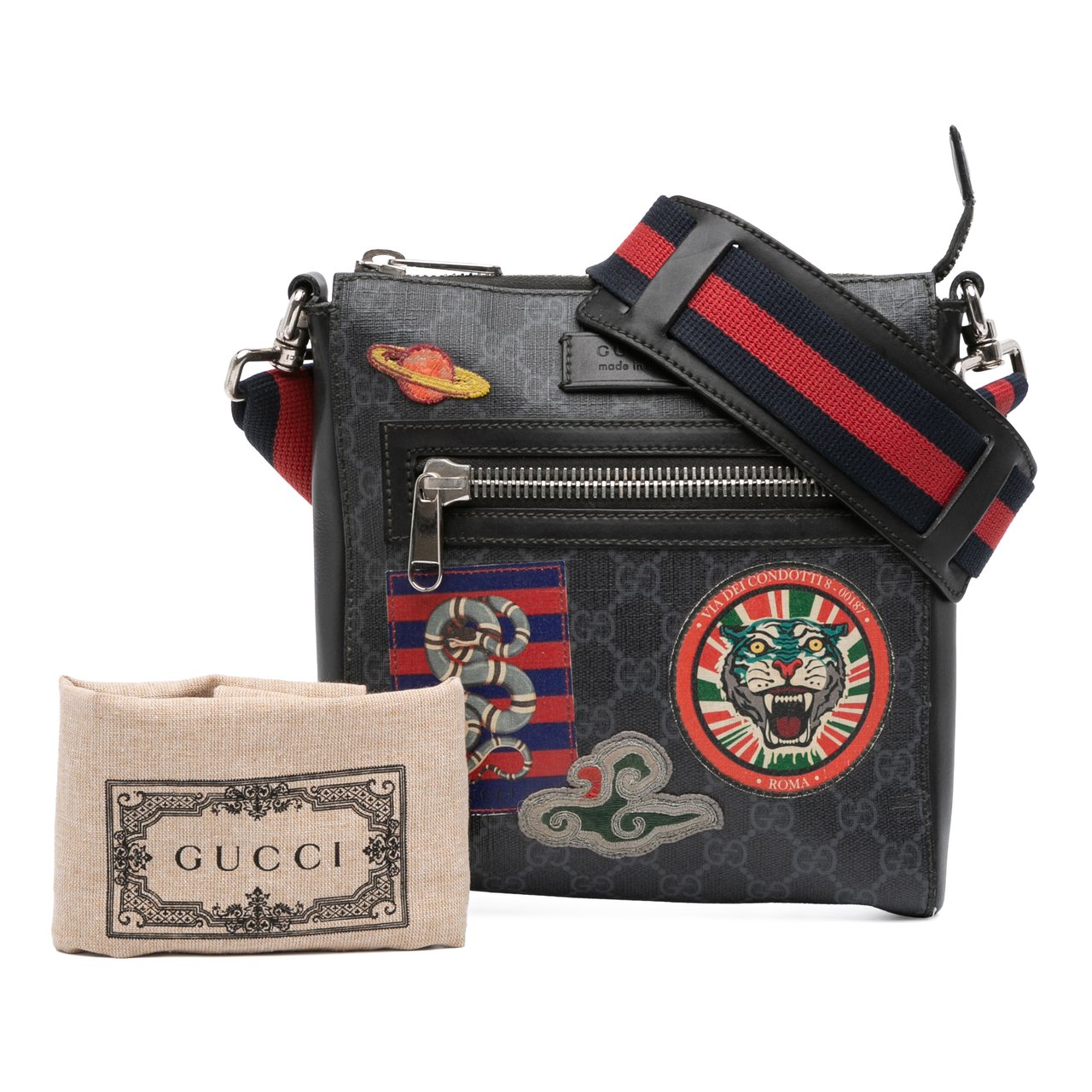 Gucci GG Supreme Night Courrier Messenger Bag Zwart