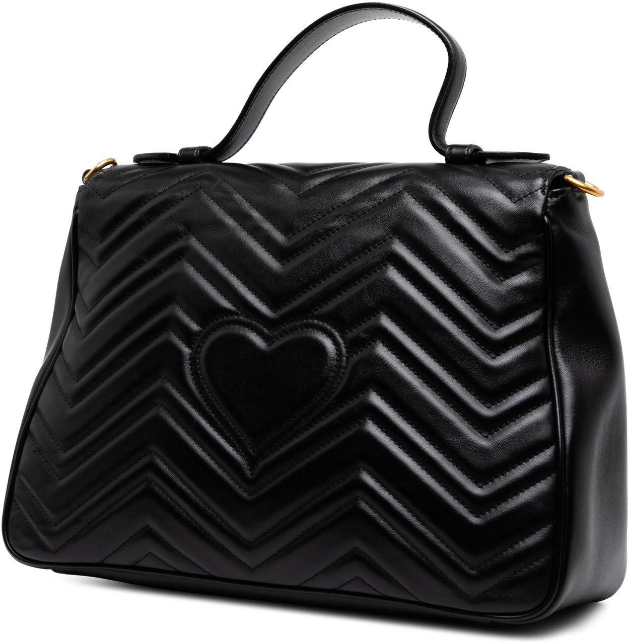 Gucci Medium GG Marmont Matelasse Leather Top Handle Satchel Zwart