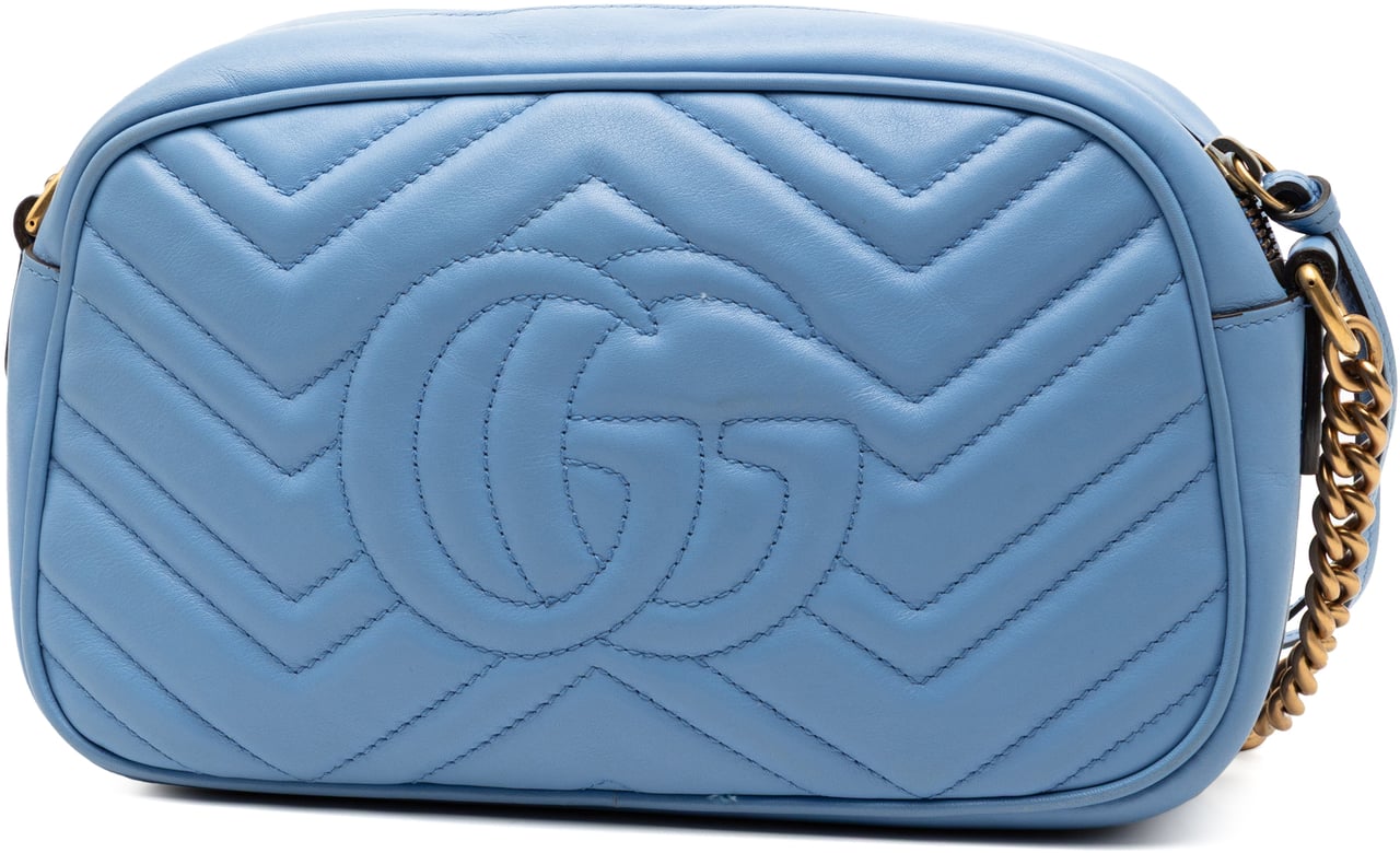 Gucci Small GG Marmont Matelasse Leather Crossbody Blauw