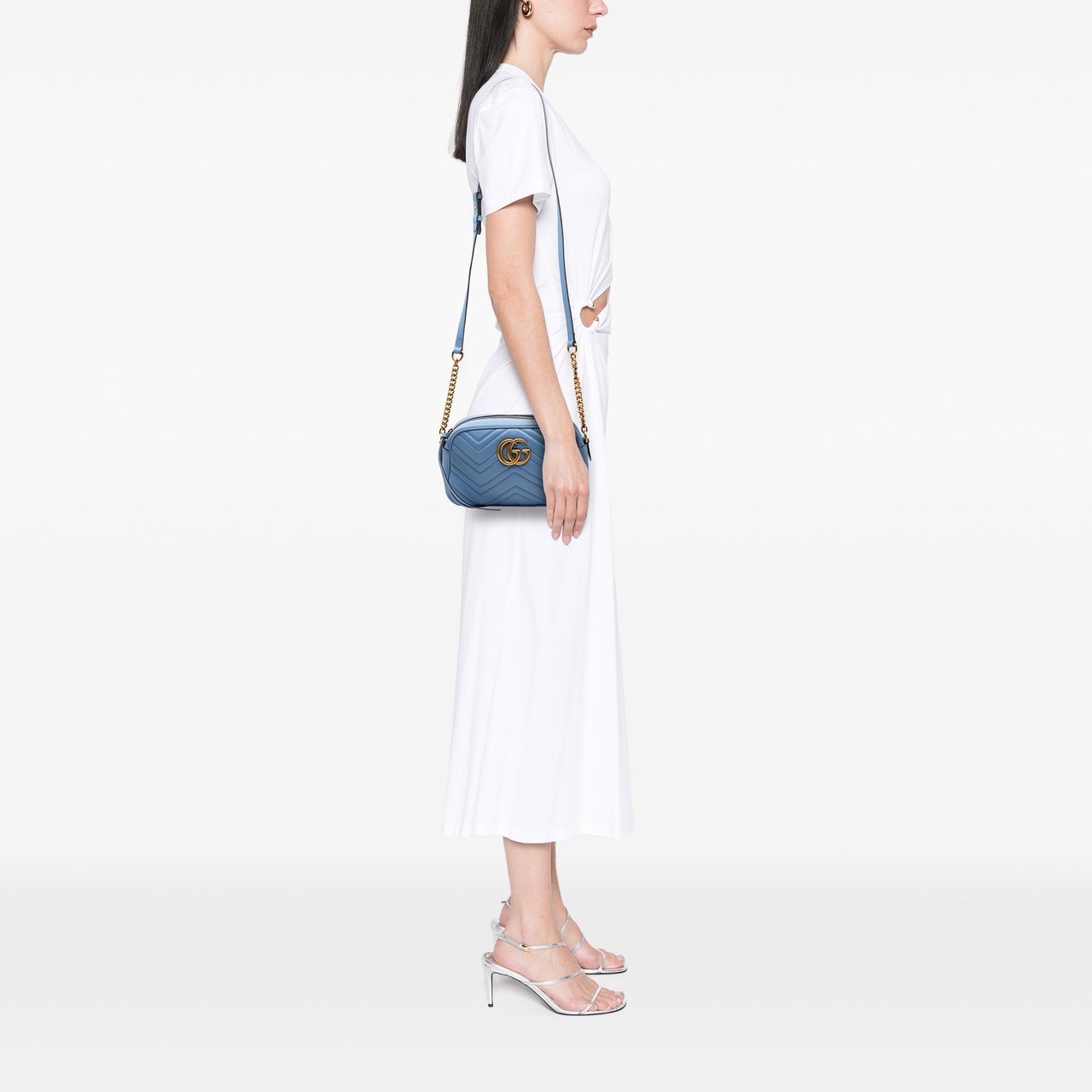 Gucci Small GG Marmont Matelasse Leather Crossbody Blauw