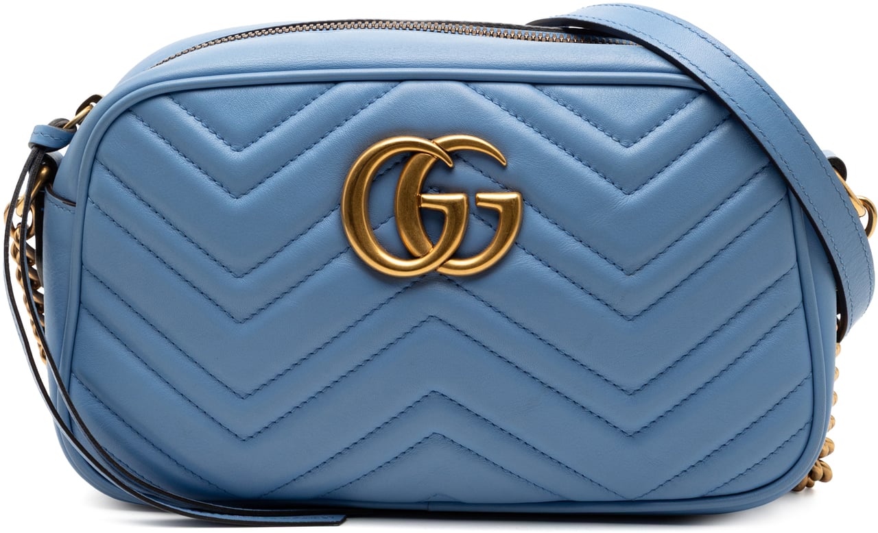 Gucci Small GG Marmont Matelasse Leather Crossbody Blauw