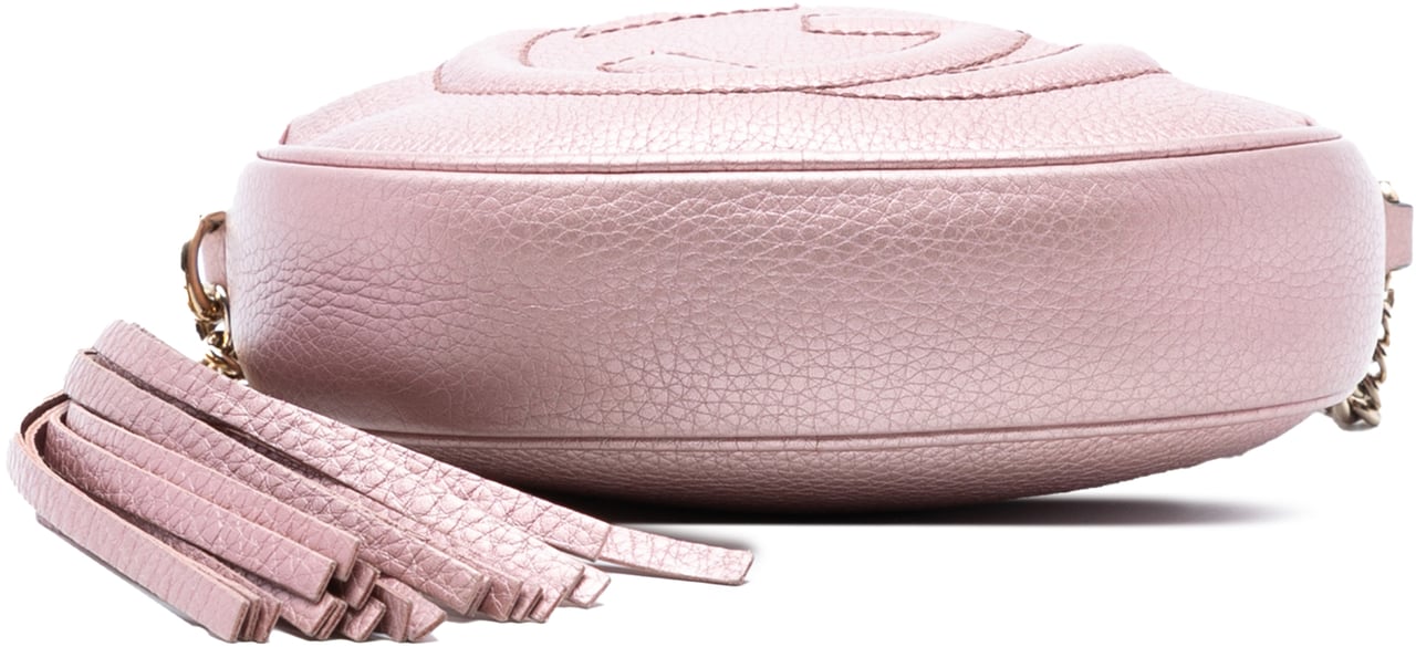 Gucci Mini Metallic Pebbled Calfskin Soho Chain Crossbody Roze