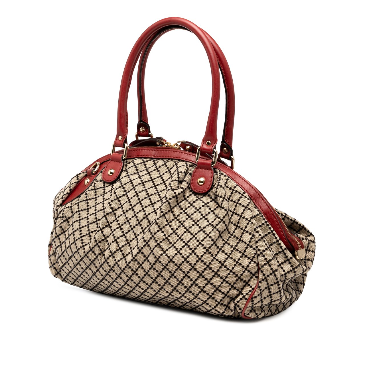 Gucci Diamante Canvas Sukey Satchel Bruin