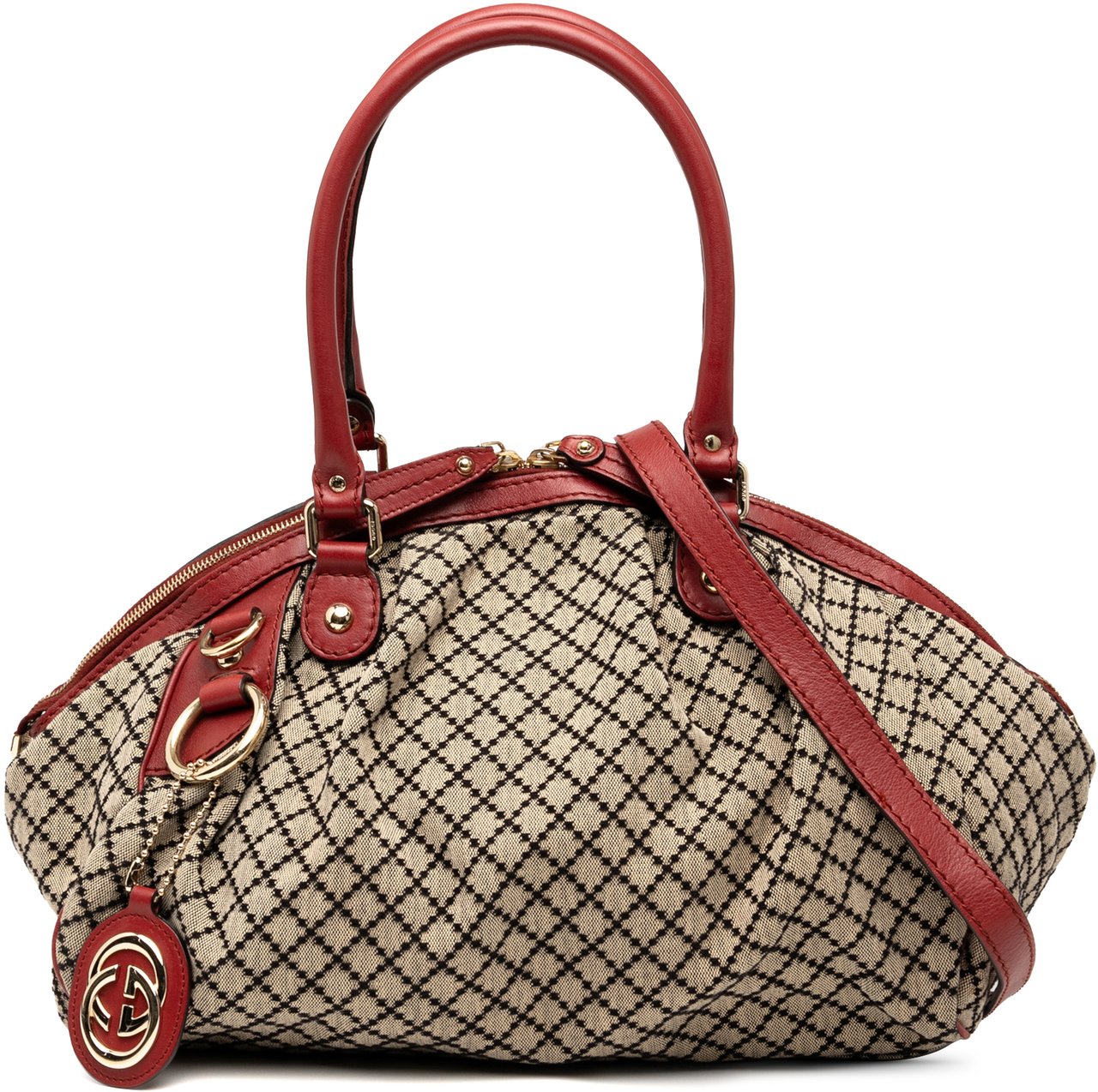 Gucci Diamante Canvas Sukey Satchel Bruin