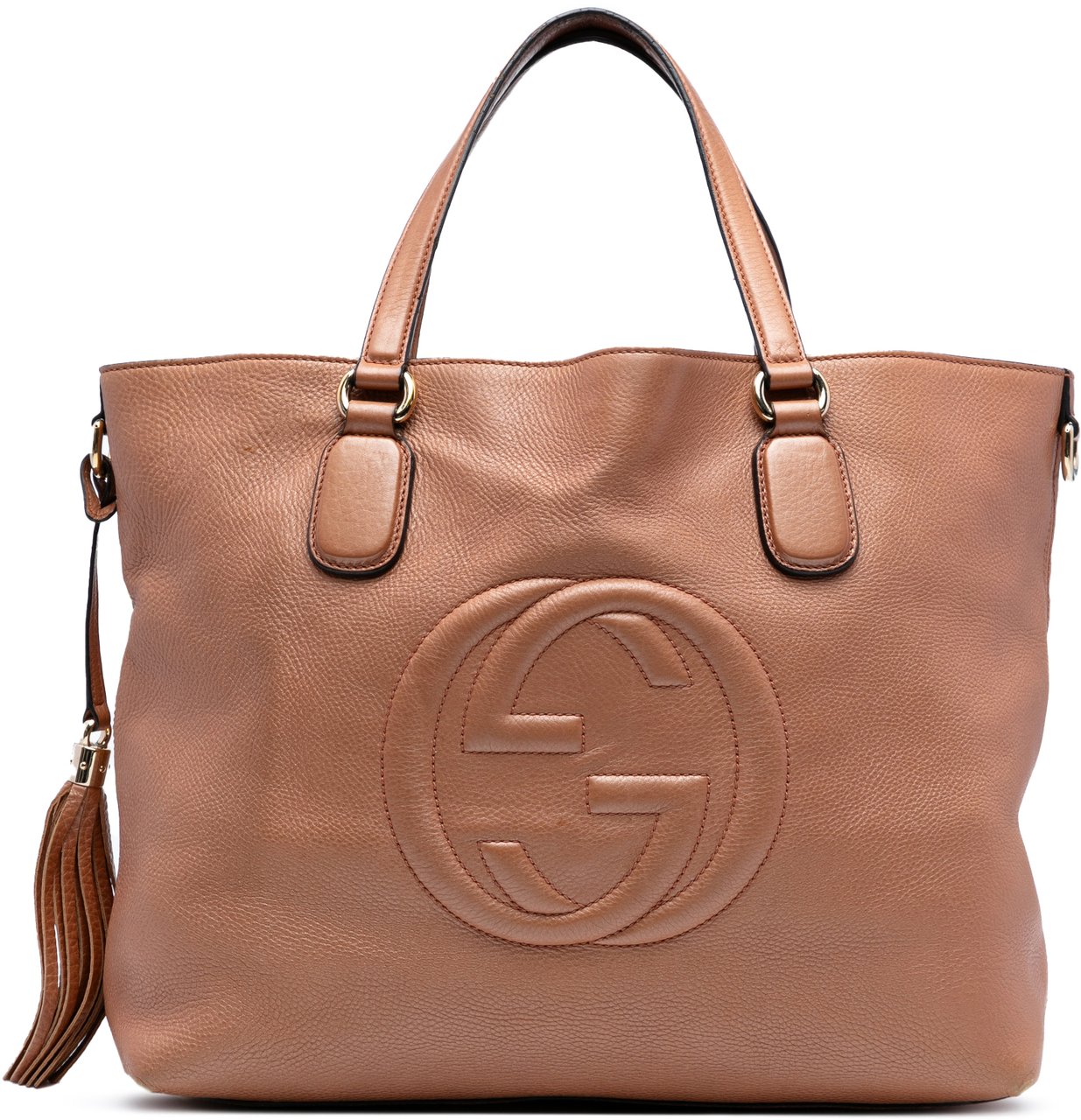 Gucci Large Leather Soho Working Tote Bruin