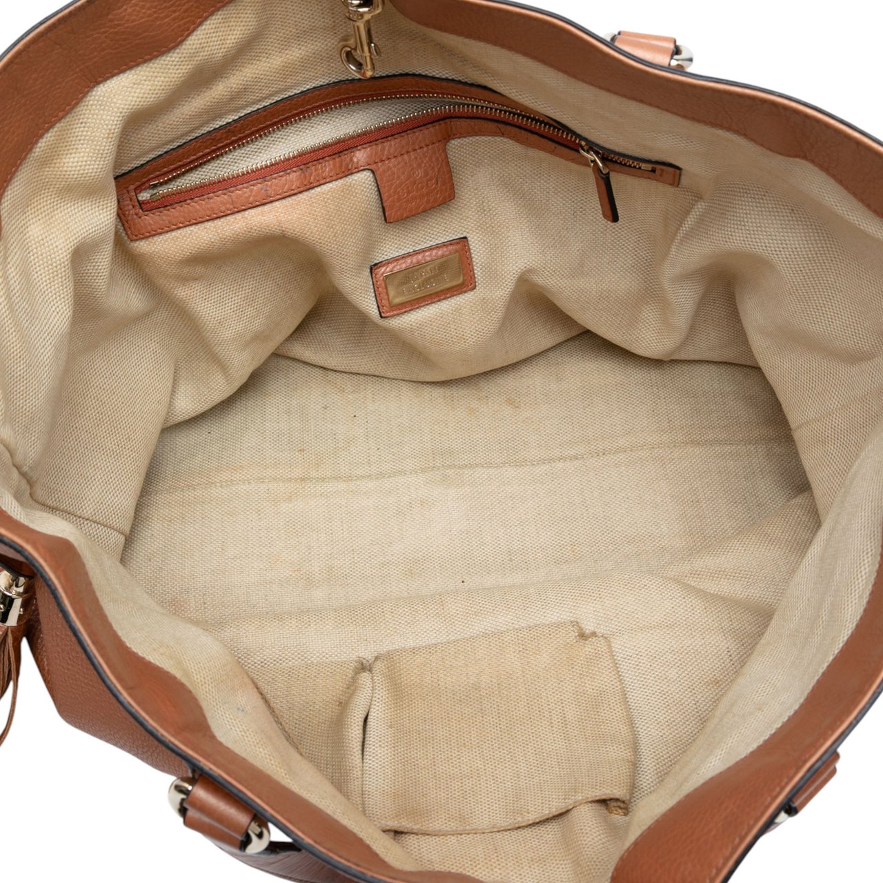 Gucci Large Leather Soho Working Tote Bruin