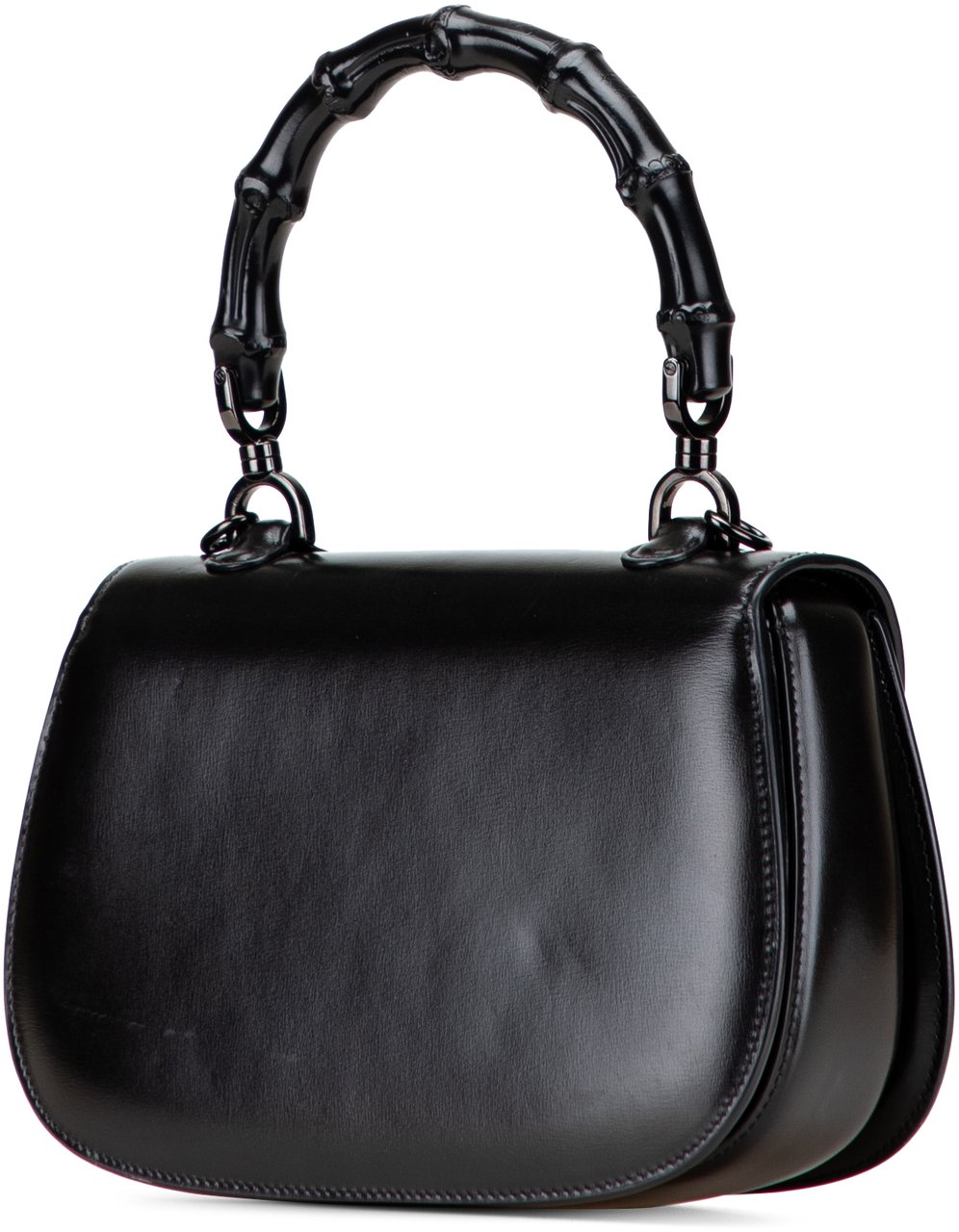Gucci Small Calfskin 1947 Bamboo Top Handle Bag Zwart