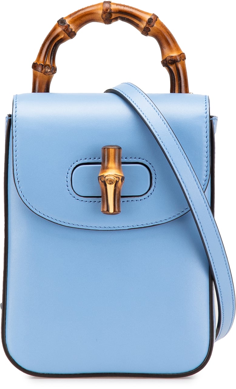 Gucci Mini Calfskin Bamboo Top Handle Bag Blauw