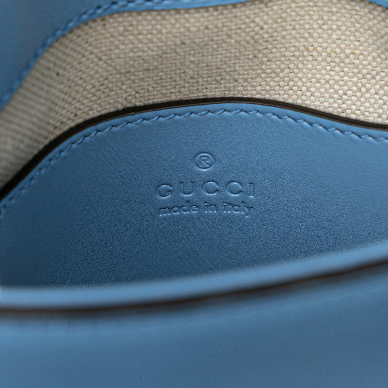 Gucci Mini Calfskin Bamboo Top Handle Bag Blauw