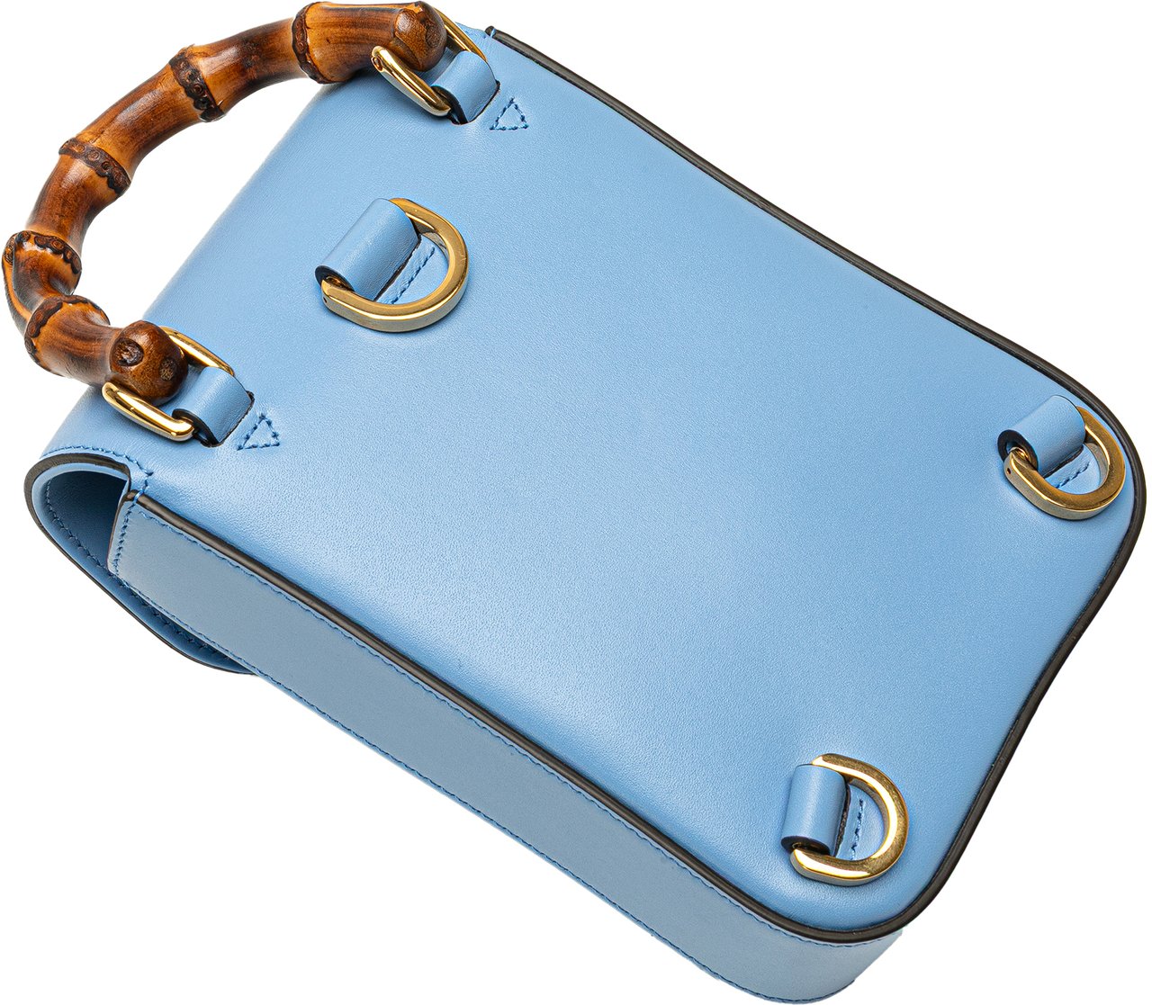 Gucci Mini Calfskin Bamboo Top Handle Bag Blauw