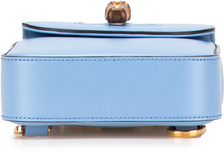 Gucci Mini Calfskin Bamboo Top Handle Bag Blauw