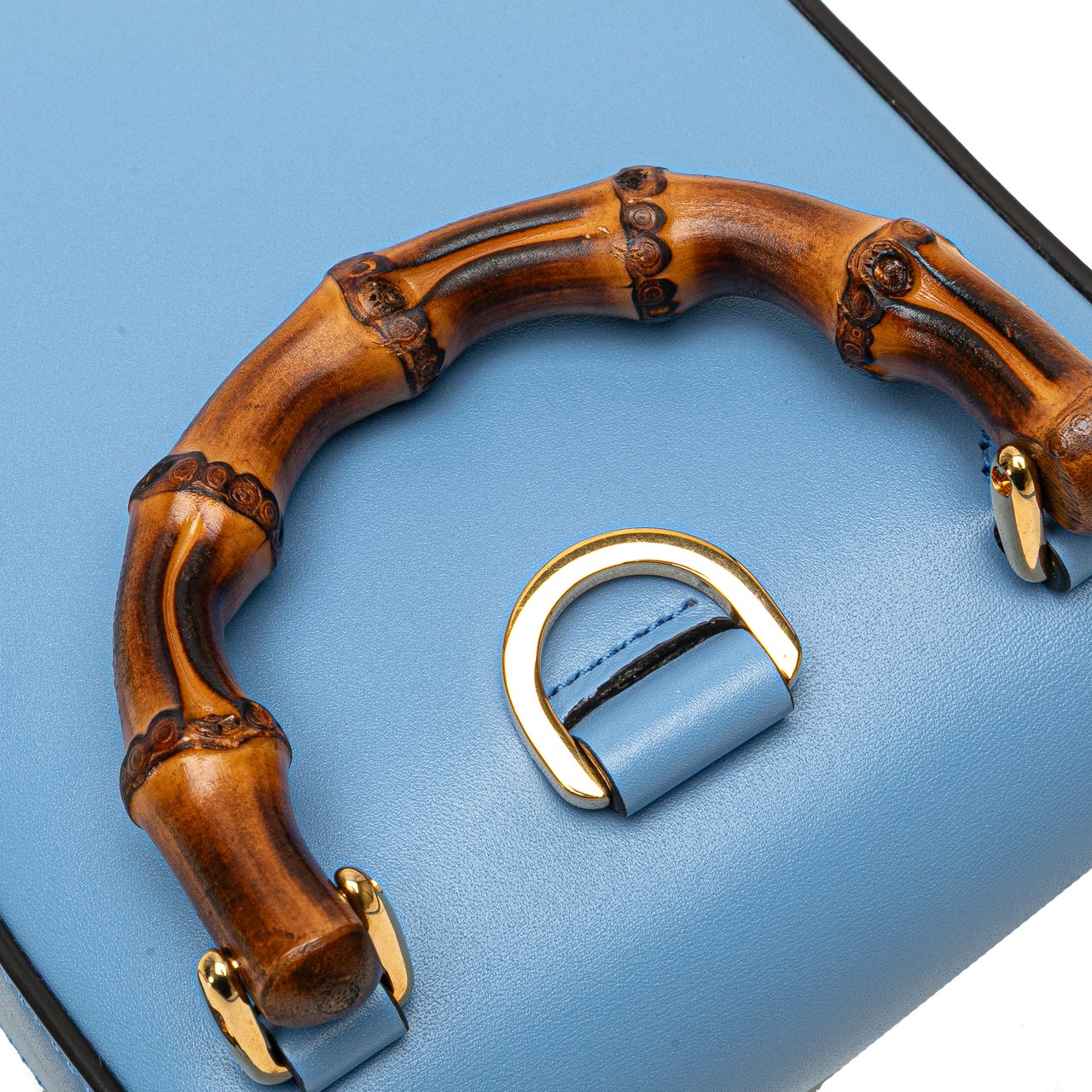 Gucci Mini Calfskin Bamboo Top Handle Bag Blauw