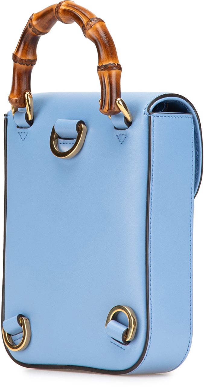 Gucci Mini Calfskin Bamboo Top Handle Bag Blauw