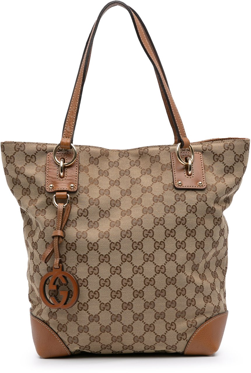 Gucci Medium GG Canvas GG Charm Tote Bruin