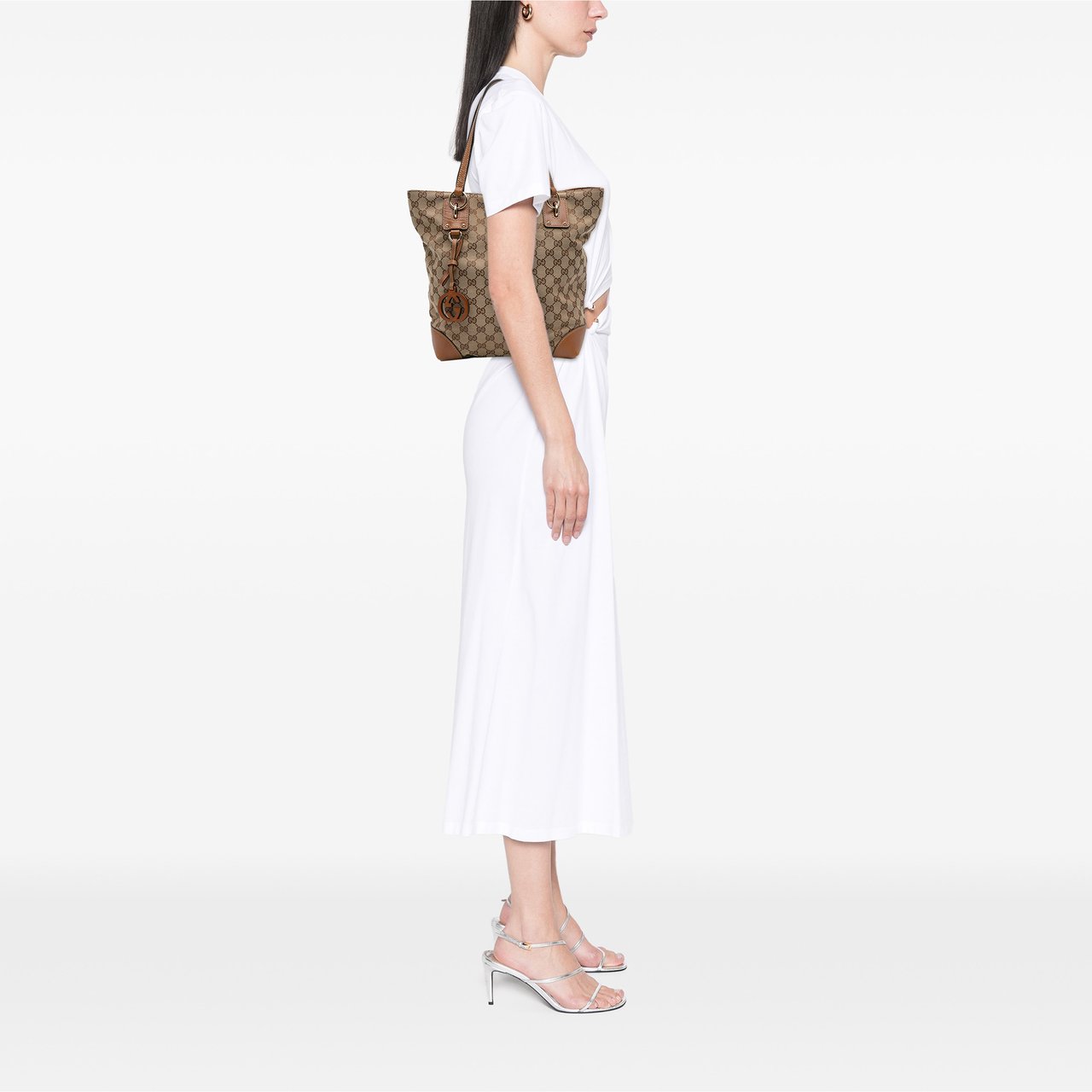 Gucci Medium GG Canvas GG Charm Tote Bruin