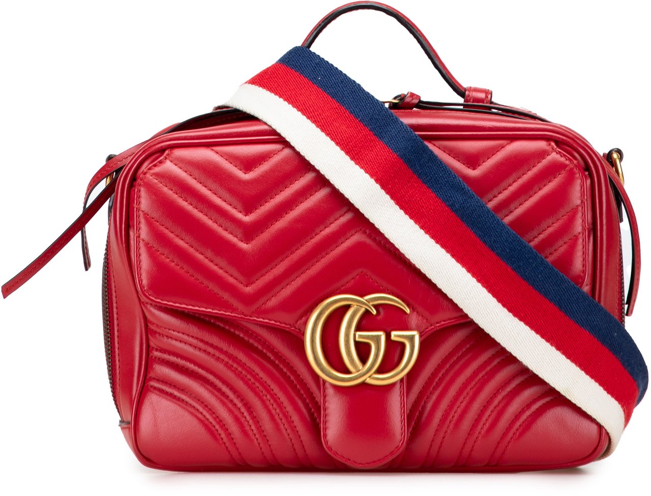 Gucci Small GG Marmont Matelasse Leather Sylvie Top Handle Satchel Rood