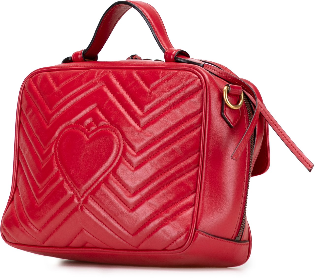 Gucci Small GG Marmont Matelasse Leather Sylvie Top Handle Satchel Rood