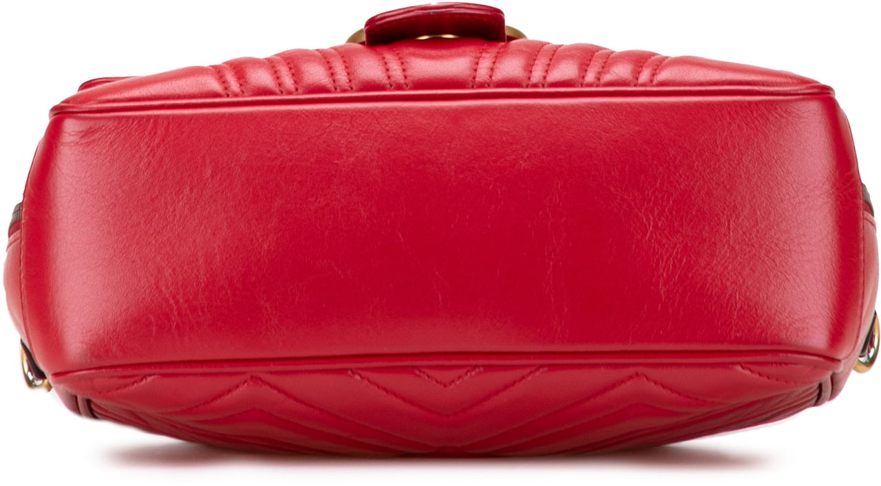 Gucci Small GG Marmont Matelasse Leather Sylvie Top Handle Satchel Rood