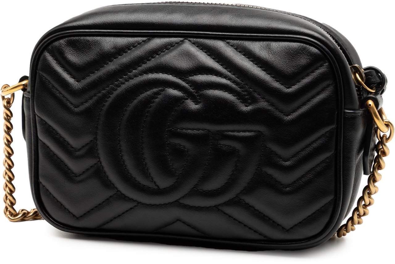 Gucci Mini GG Marmont Matelasse Leather Crossbody Zwart