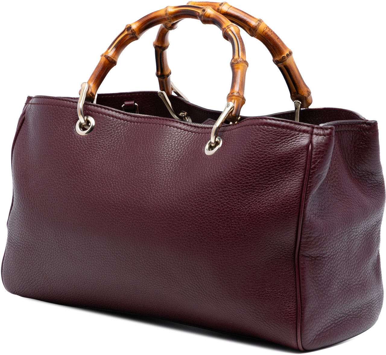 Gucci Medium Calfskin Bamboo Shopper Satchel Rood