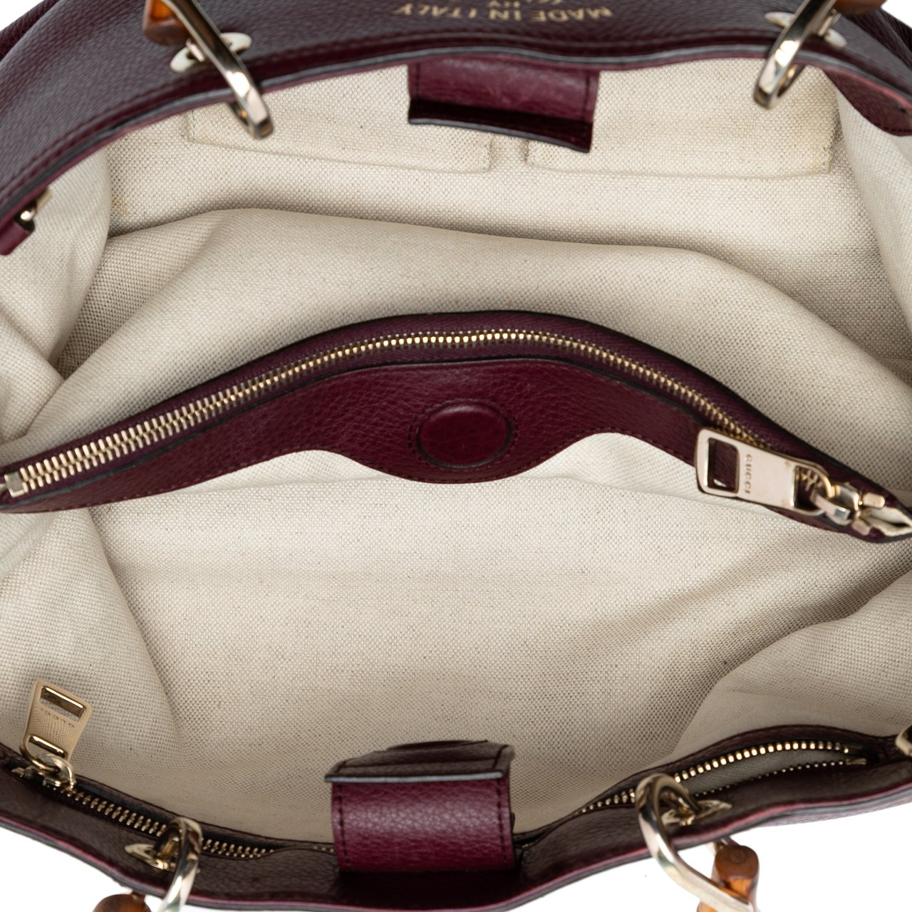 Gucci Medium Calfskin Bamboo Shopper Satchel Rood