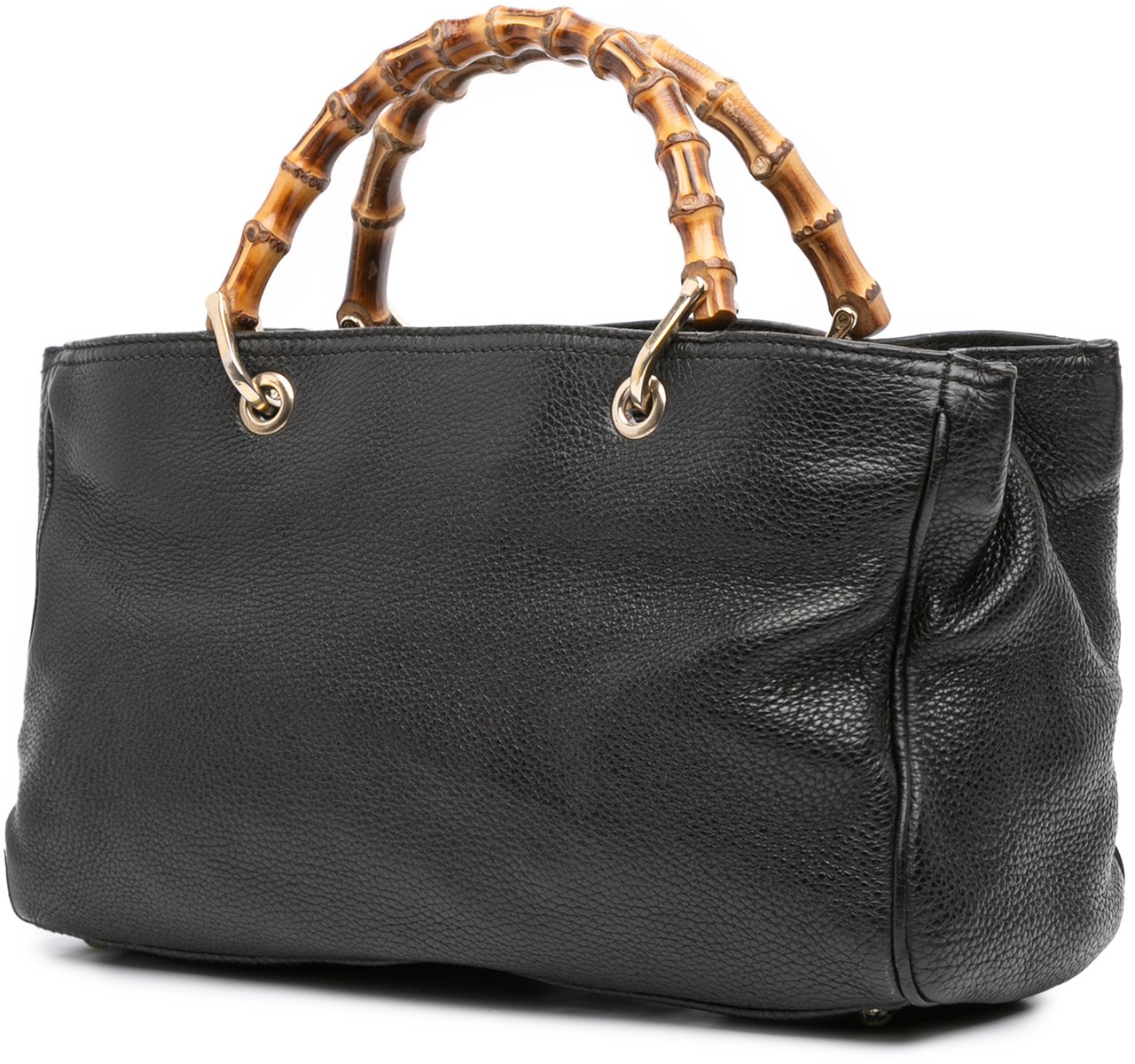 Gucci Medium Calfskin Bamboo Shopper Satchel Zwart
